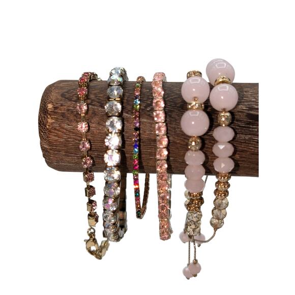 Lot of Ten Pink Theme Bracelets - Picture 2 of 5